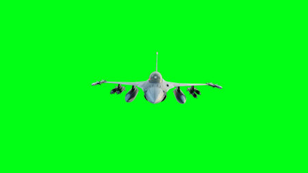 Military fighter jet F-16. green screen isolate. 3d rendering.の写真素材