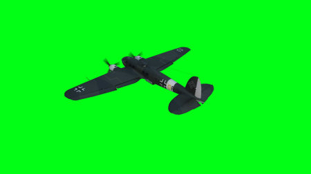 Heinkel He 111. German airliner and medium bomber. World War II. Green screen isolate. 3d rendering.の写真素材