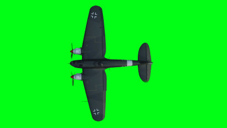 Heinkel He 111. German airliner and medium bomber. World War II. Green screen isolate. 3d rendering.の写真素材