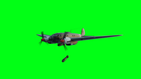 Heinkel He 111. German airliner and medium bomber. World War II. Green screen isolate. 3d rendering.の写真素材