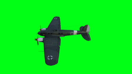 Heinkel He 111. German airliner and medium bomber. World War II. Green screen isolate. 3d rendering.の写真素材