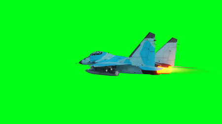 Military fighter jet flying over clouds.の写真素材