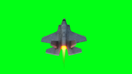 Military fighter jet F-35. green screen isolate. 3d rendering.の写真素材