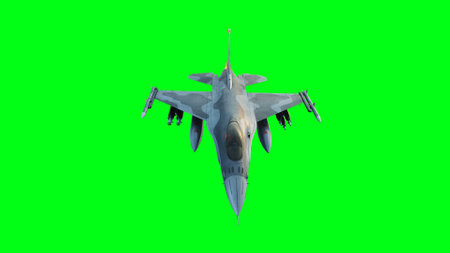 Military fighter jet F-16. green screen isolate. 3d rendering.の写真素材