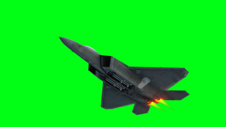 Military fighter jet F-22. green screen isolate. 3d rendering.の写真素材