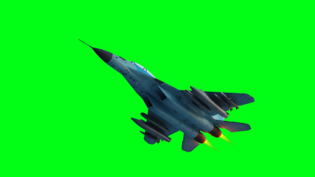 Russian military fighter jet MIG -35 flying over clouds. Air force.の写真素材