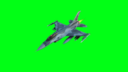 Military fighter jet F-16. green screen isolate. 3d rendering.の写真素材