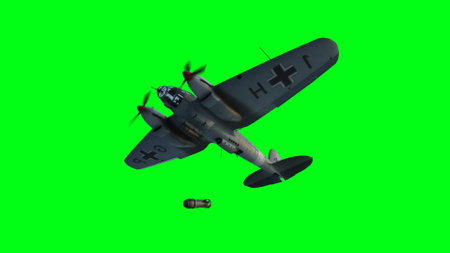 Heinkel He 111. German airliner and medium bomber. World War II. Green screen isolate. 3d rendering.の写真素材