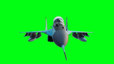 Military fighter jet flying over clouds. Air force.の写真素材