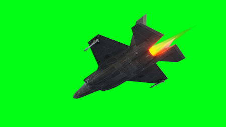 Military fighter jet F-35. green screen isolate. 3d rendering.の写真素材