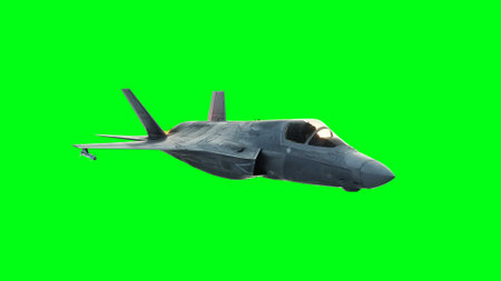 Military fighter jet F-35. green screen isolate. 3d rendering.の写真素材