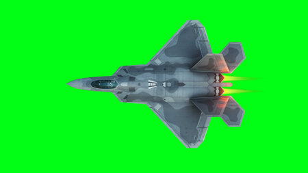 Military fighter jet F-22. green screen isolate. 3d rendering.の写真素材