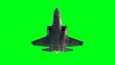 Military fighter jet F-35. green screen isolate. 3d rendering.の写真素材
