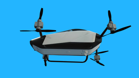 flying copter car, drone. future concept. Green screen isolate. 3d rendering.の写真素材