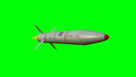 military nuclear missile. Green screen isolate. 3d renderの写真素材