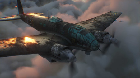 Heinkel He 111. German airliner and medium bomber. World War II. 3d rendering.の写真素材
