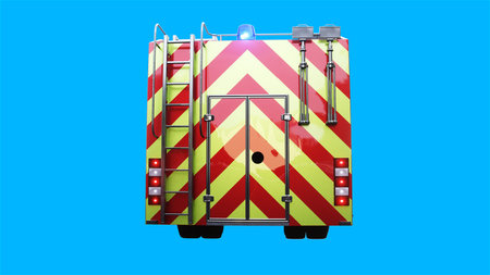 fire engine driving fast. realistic dynamic reflections on the car body.3d rendering.