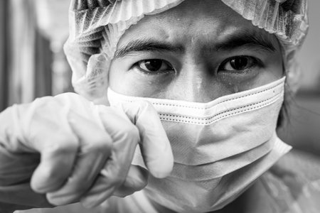 Sad desperate asian woman crying and tears eyes,stressed female doctor or nurse in medical...