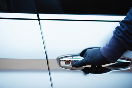 thief trying to break into a car.