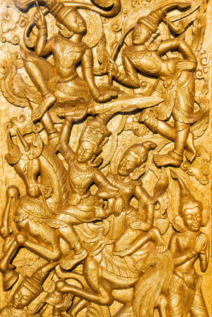 Thai Style Statue On The wall With Glass frameの写真素材