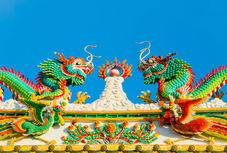 Twin Dragon Chines artの写真素材