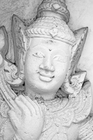 Sculpture of the mythical woman-bird. Wat Arun. Bangkok. Thailand.の写真素材