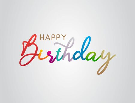Colorful Happy Birthday Greeting text. Beauty happy birthday with handwritten text lettering. Cute lettering design conceptのイラスト素材