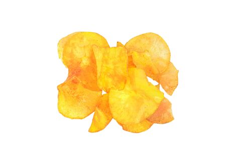 cassava chips on white background. Tasty fried cassava slicesの写真素材