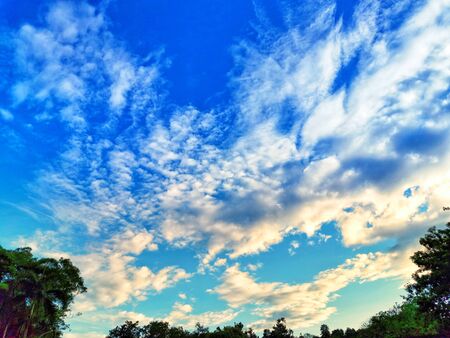 Blue sky in sunny day-Beautiful clouds panoramaの写真素材