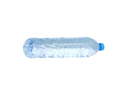 Single plastic water bottle isolated on a white backgroundの写真素材