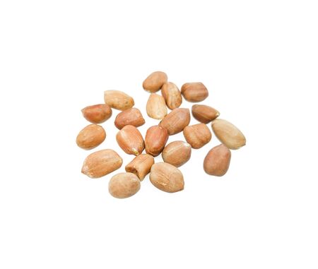 delicious peanuts pile isolated on white background. Fresh peanuts with high nutritionの写真素材