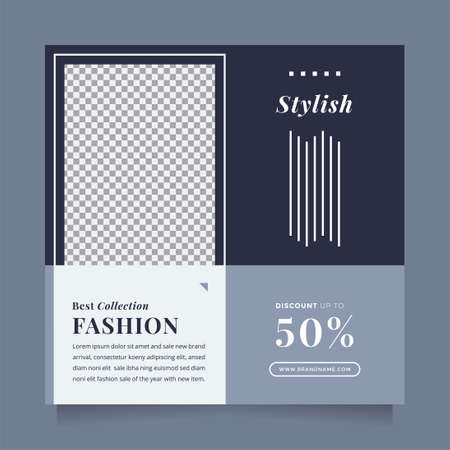 Stylish blue fashion sale design social media post and web banner template for digital promotion. Editable promotion design brand fashion and other product.のイラスト素材