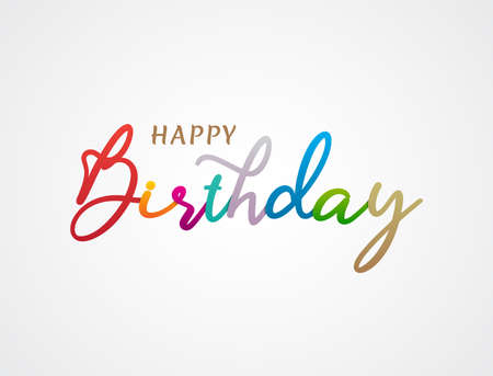 Colorful Happy Birthday Greeting text. Beauty happy birthday with handwritten text letteringのイラスト素材