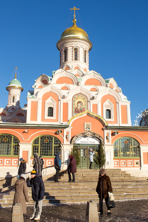 MOSCOW, RUSSIA - January 11, 2017: The Church in the name of the Kazan Icon of the Mother of God on Red square.のeditorial素材