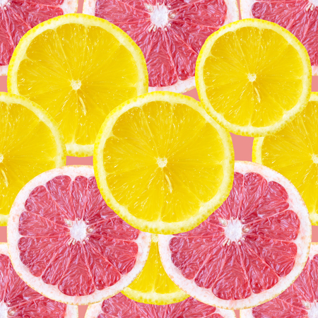 grapefruit and lemon seamless patternの写真素材