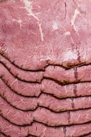Beef meat, boiled, cut, close-up, backgroundの写真素材