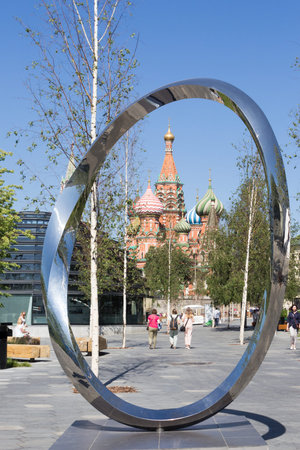 Moscow, Russia, 05 June 2019: Landscaping Park Zaryadye.Located near the red square and the Kremlin....