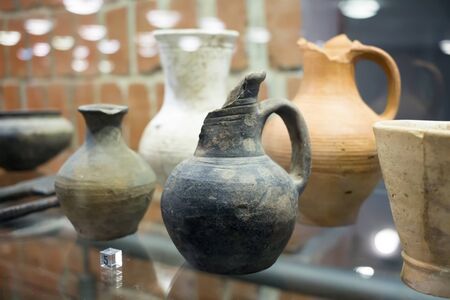 Russia, Moscow, 12.12.2017: The Moscow Archeology Museum. Archaeological finds, exhibits of the museum.のeditorial素材