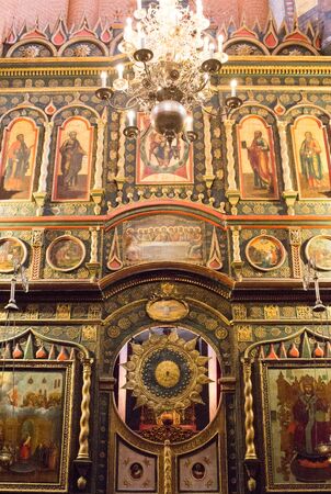 Russia, Moscow, February 27, 2018:  Floral ornaments of the ceiling of St. Basil's Cathedral, a fragment of the interior.のeditorial素材