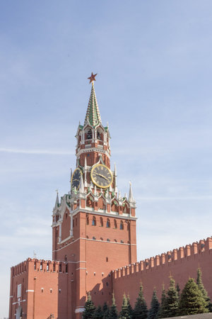 Russia, Moscow,  May 15, 2017:  Kremlin. Spasskaya tower.