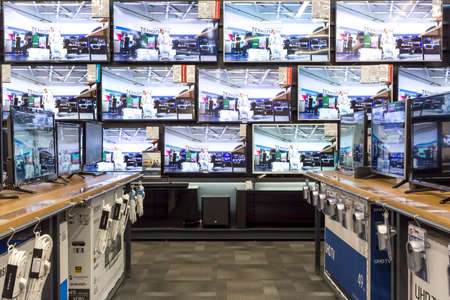 Russia, Moscow, March 2018: Technopark,  Shop of electronics and household appliancesのeditorial素材