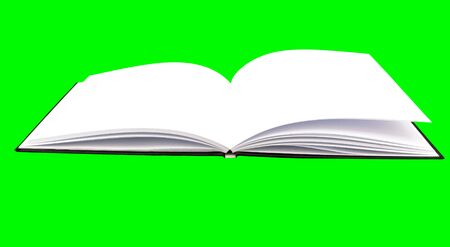 An open book with a black cover and white pages, isolated. Mockup.の写真素材
