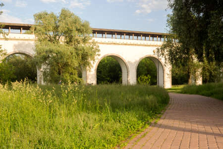 Russia, Moscow,  June 07.2020:  Rostokinskiy aqueduct - a monument of architecture built during the reign of Catherine IIのeditorial素材