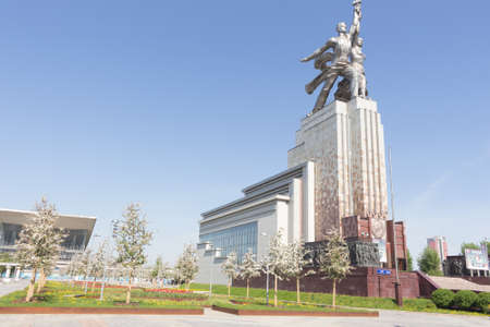 Russia, Moscow, May 16, 2021: Monument Worker and Kolkhoz Woman by Vera Mukhinaのeditorial素材