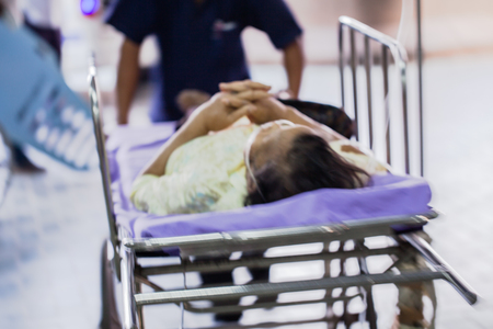 Blurred of moving patient to emergency room at hospitalの写真素材