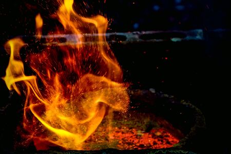 red high temperature fire metal casting methodの写真素材