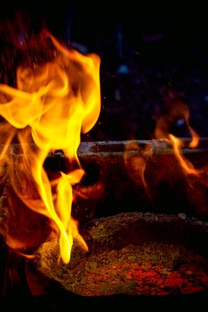 red high temperature fire metal casting methodの写真素材