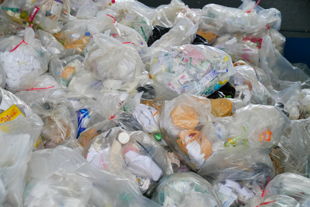 Garbage bags with packaging materialの写真素材