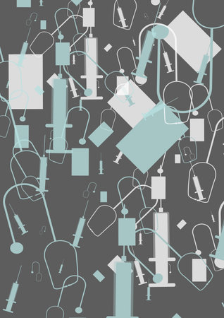 Background of medical tools, syringe and stethoscopeのイラスト素材