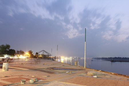 Stock Photo - Bridge across the Mekong River With evening lightの写真素材